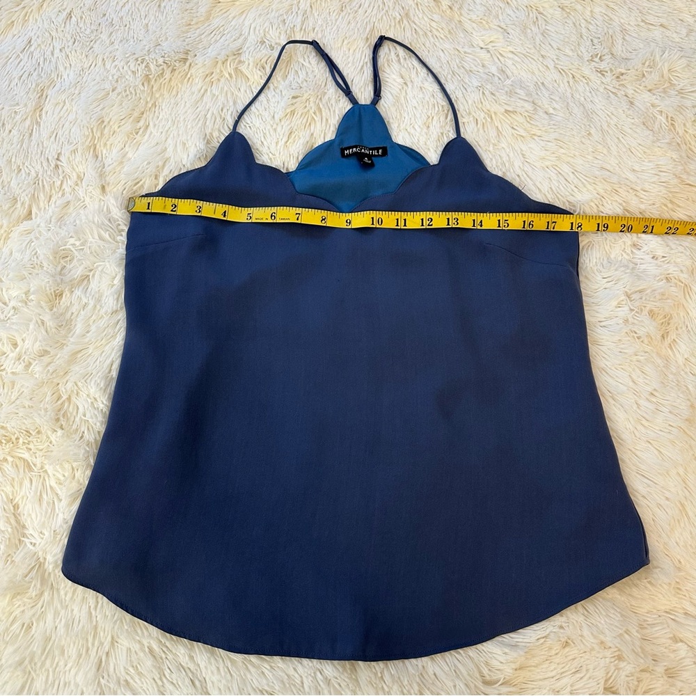 J.CREW Mercantile Blue Scallop Neck Camisole Tank Top Strappy Blouse Size 4 - Picture 5 of 9